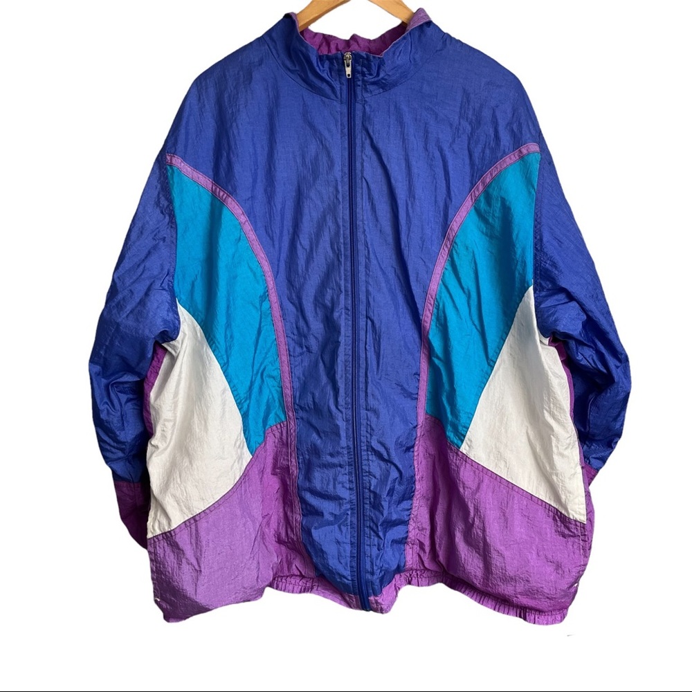 Vintage 80s Color Block Windbreaker Jacket 1X